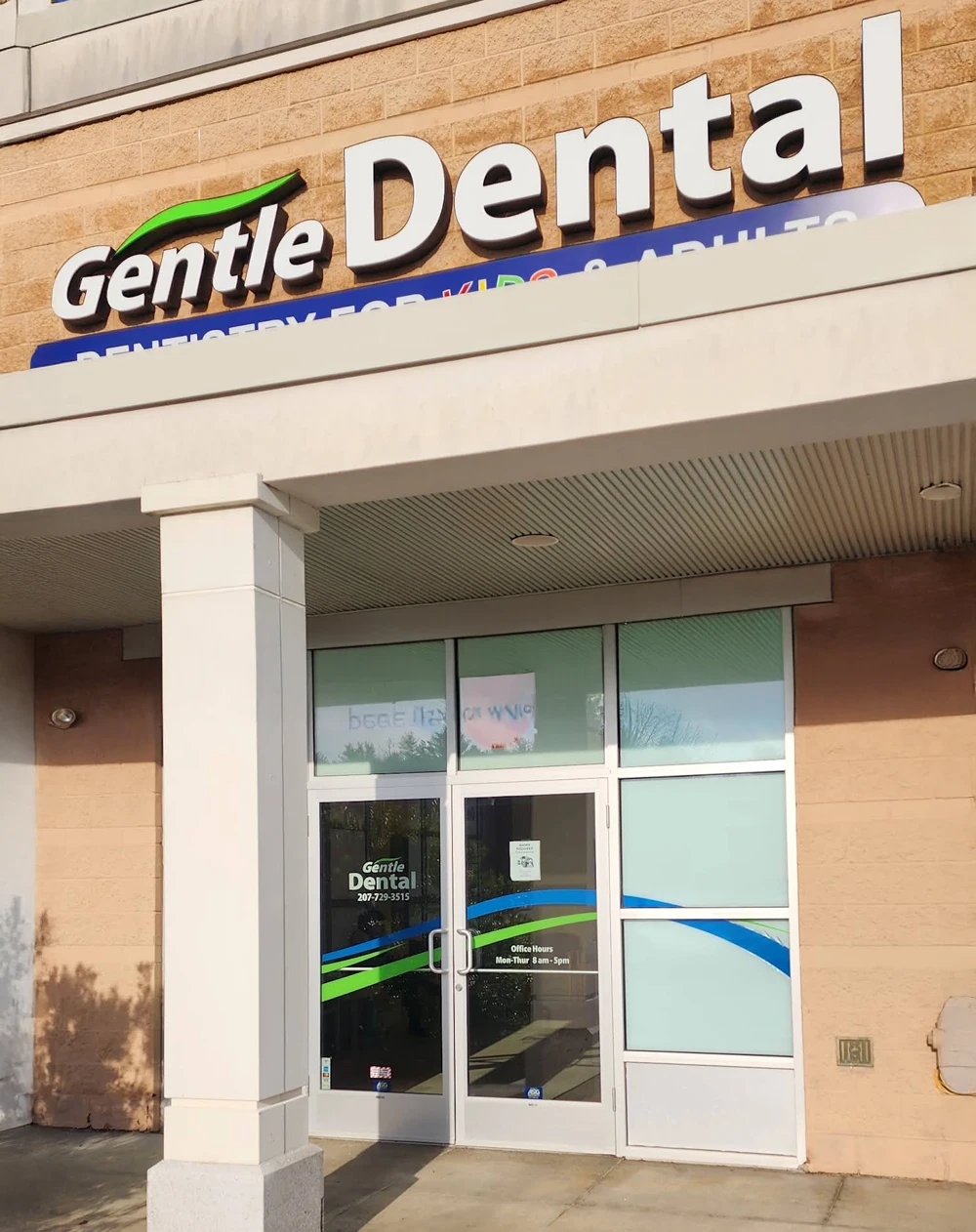 Topsham Location Front Door Entrance of Gentle Dental